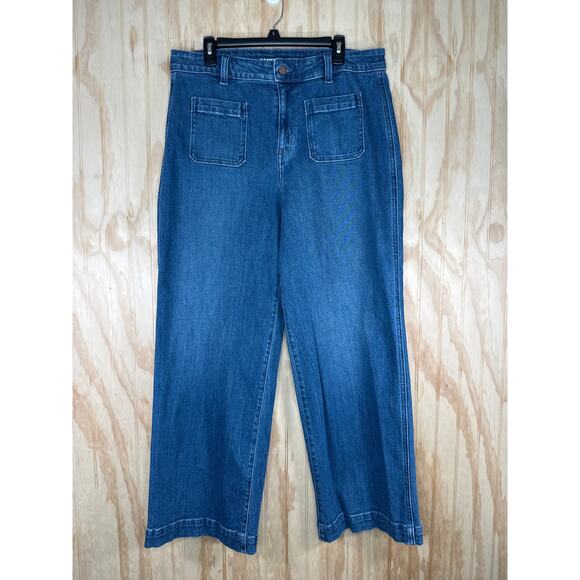 Old Navy Extra High Rise Blue Wash Stretch Wide Leg Jeans Size 14 - Picture 2 of 7